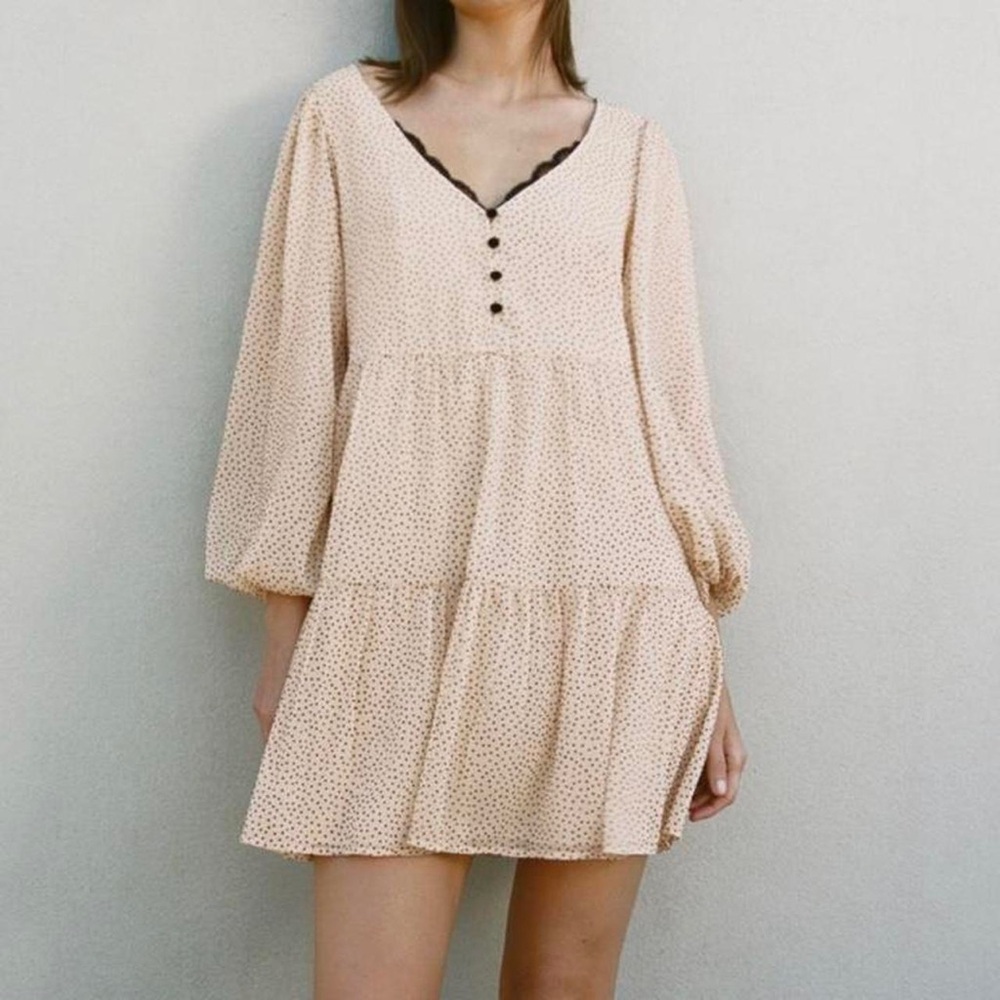 Zara Polka Dot Lace Trim tiered Dress (XS)